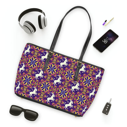 Leather Shoulder Bag, Capricorn, Zodiac v2, Flower Pattern
