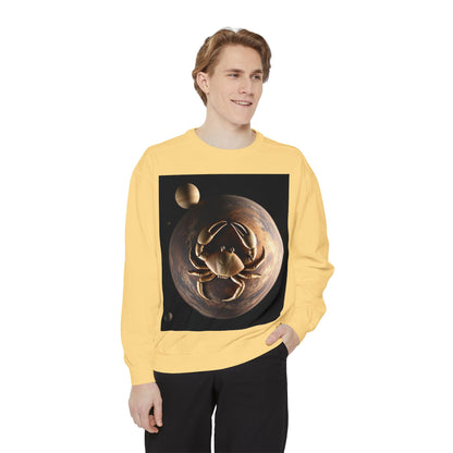 Garment-Dyed Sweatshirt, Unisex, Space Animal Design v1, Cancer