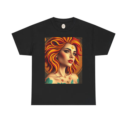 Unisex Heavy Cotton T-Shirt, Leo, Zodiac v3, Sexy Art