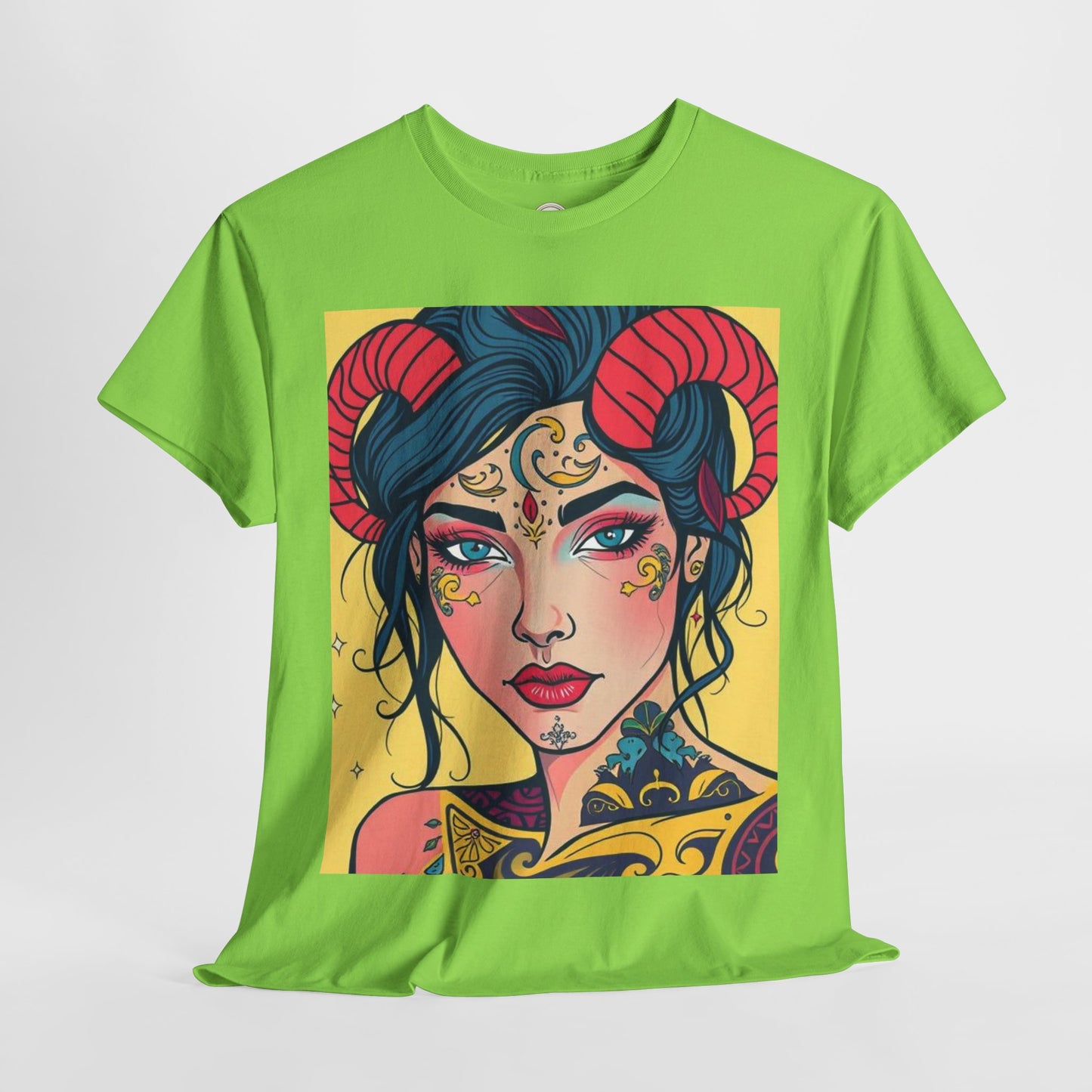Unisex Heavy Cotton T-Shirt, Aries, Zodiac, Sexy Art