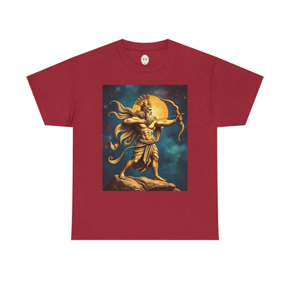 Unisex Heavy Cotton T-Shirt, Midnight Arrow v1, Sagittarius Zodiac Design