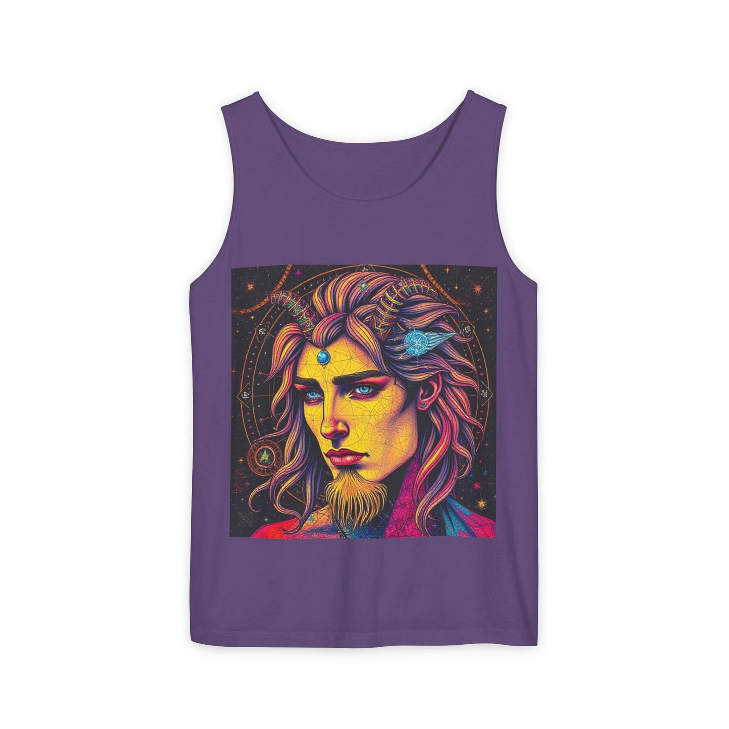 Unisex Garment-Dyed, Tank Top, Aquarius Design, Pop Art v1, 100% Ringspun US cotton