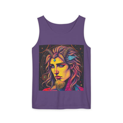 Unisex Garment-Dyed, Tank Top, Aquarius Design, Pop Art v1, 100% Ringspun US cotton