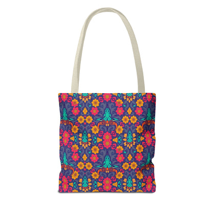 Tote Bag, (AOP), Taurus, Zodiac v1, Flower Pattern