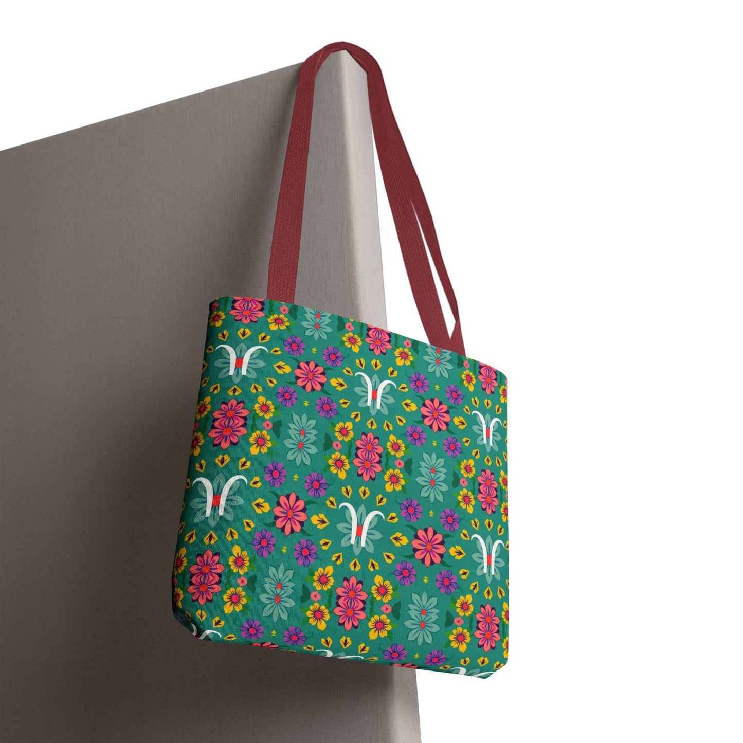 Tote Bag, (AOP), Aquarius, Zodiac v2, Flower Pattern