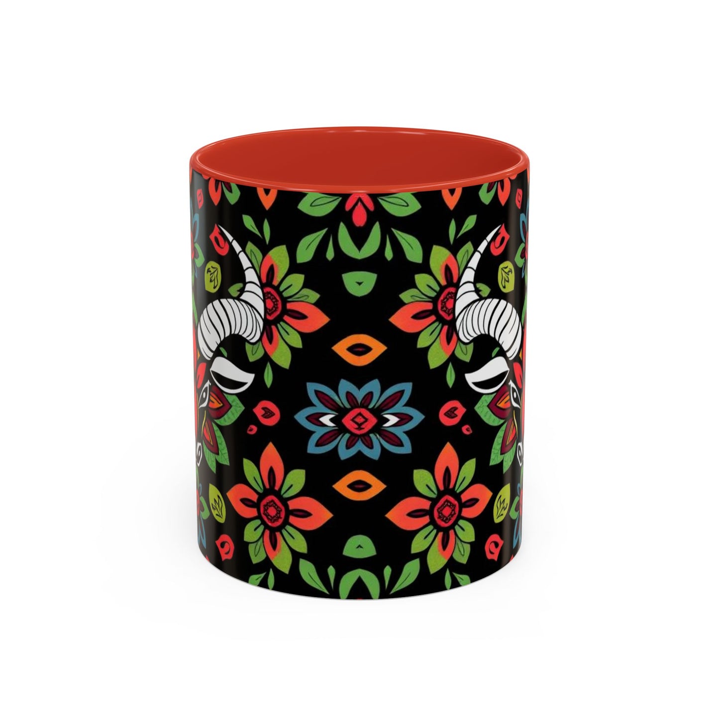 Accent Coffee Mug, Taurus, Zodiac v2. Flower Pattern, (11, 15oz)