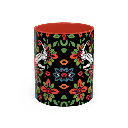 Accent Coffee Mug, Taurus, Zodiac v2. Flower Pattern, (11, 15oz)