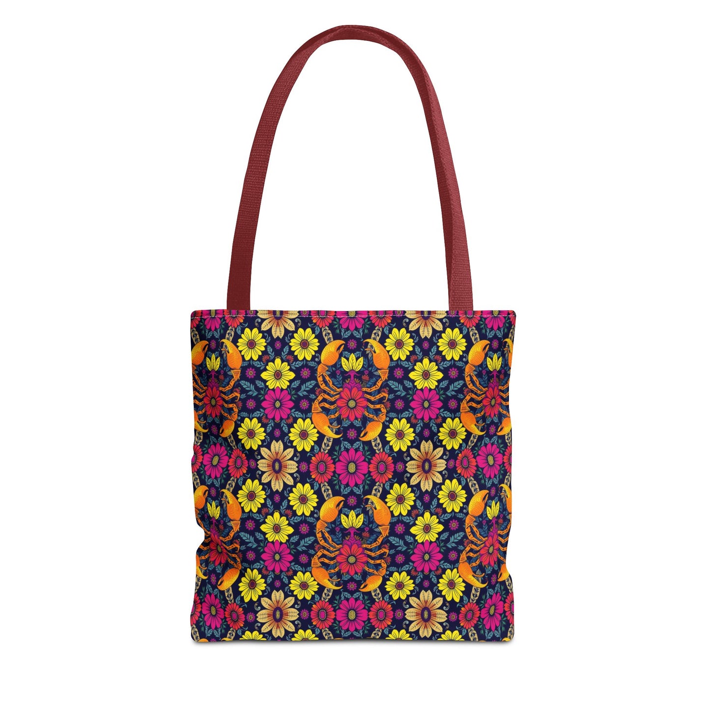 Tote Bag, (AOP), Scorpio, Zodiac v1, Flower Pattern