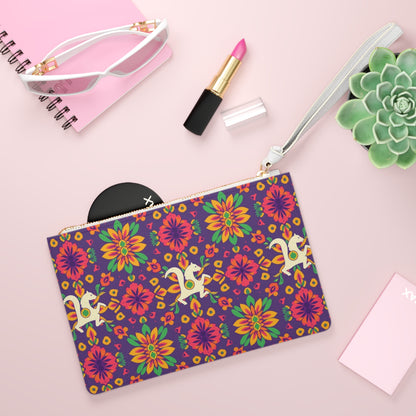 Clutch Bag, Aquarius, Zodiac v2, Flower Pattern