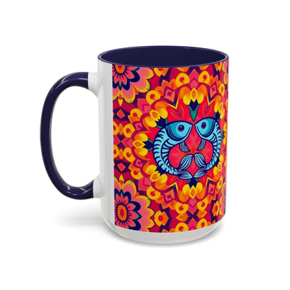 Accent Coffee Mug, Pisces, Zodiac v1, Flower Pattern, (11, 15oz)