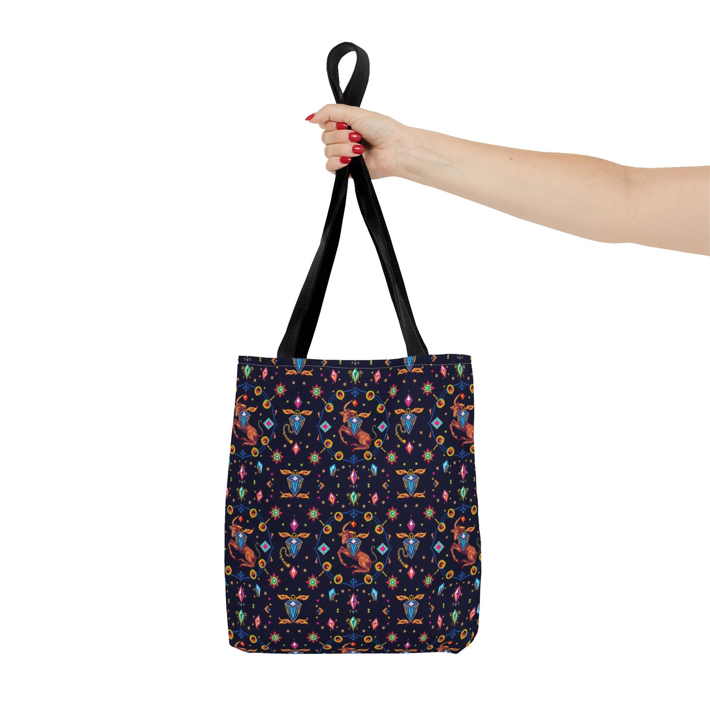 Tote Bag (AOP), Capricorn, Zodiac v1, Jewel Pattern