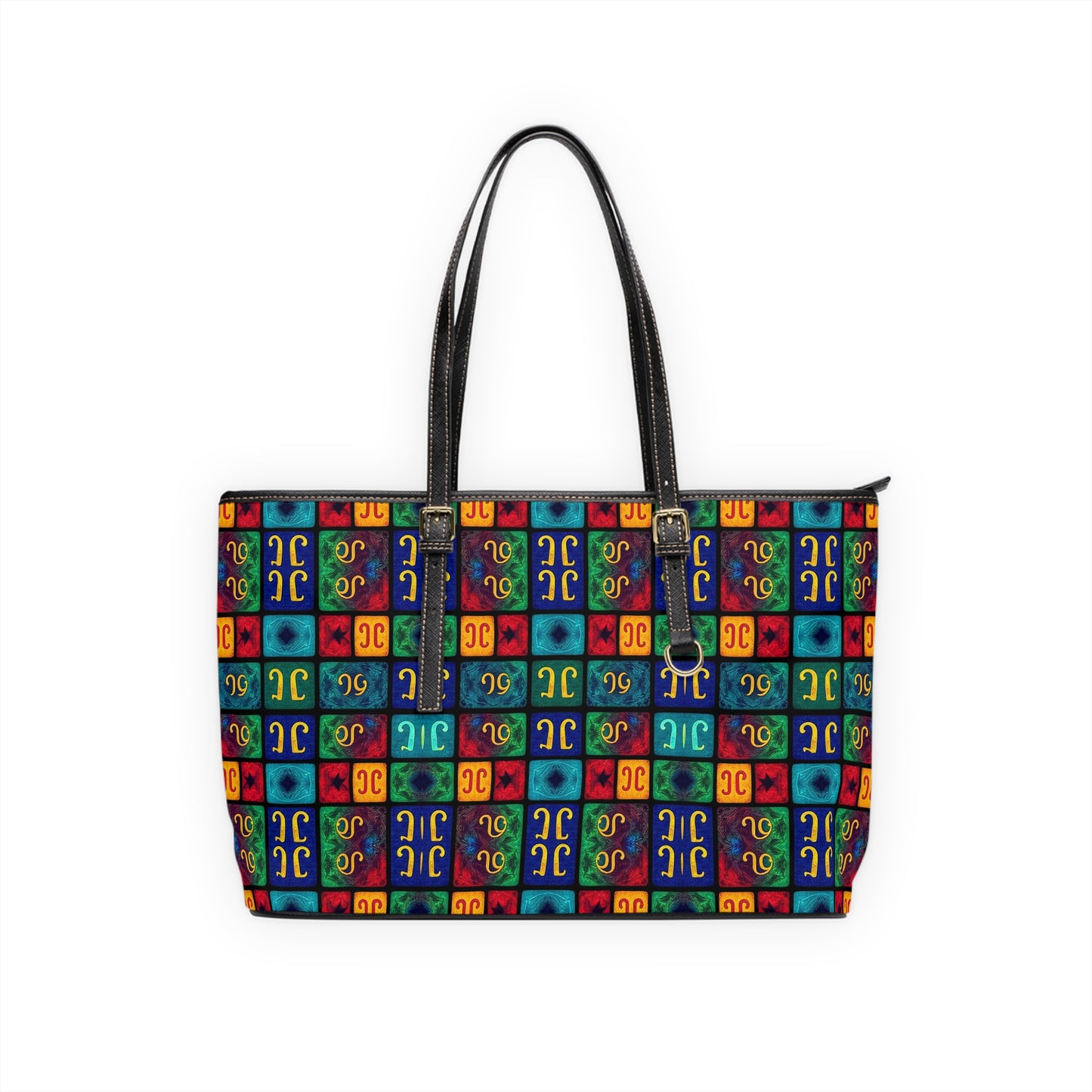 Leather Shoulder Bag, Aquarius, Zodiac v1, Shapes Pattern