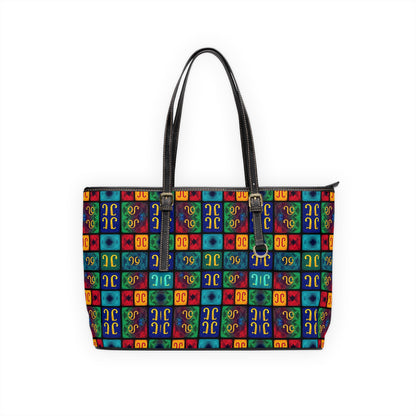 Leather Shoulder Bag, Aquarius, Zodiac v1, Shapes Pattern