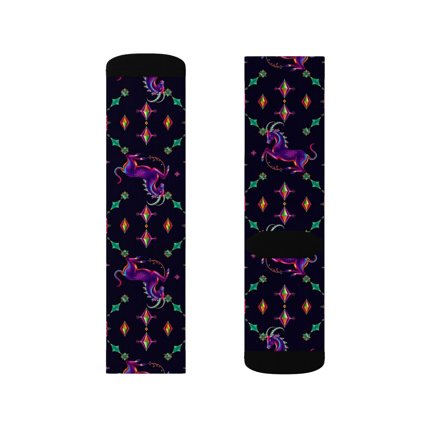 Sublimation Socks, Capricorn, Zodiac v3, Jewel Pattern