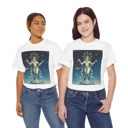 Unisex Heavy Cotton T-Shirt, Space, Libra God, Zodiac Design