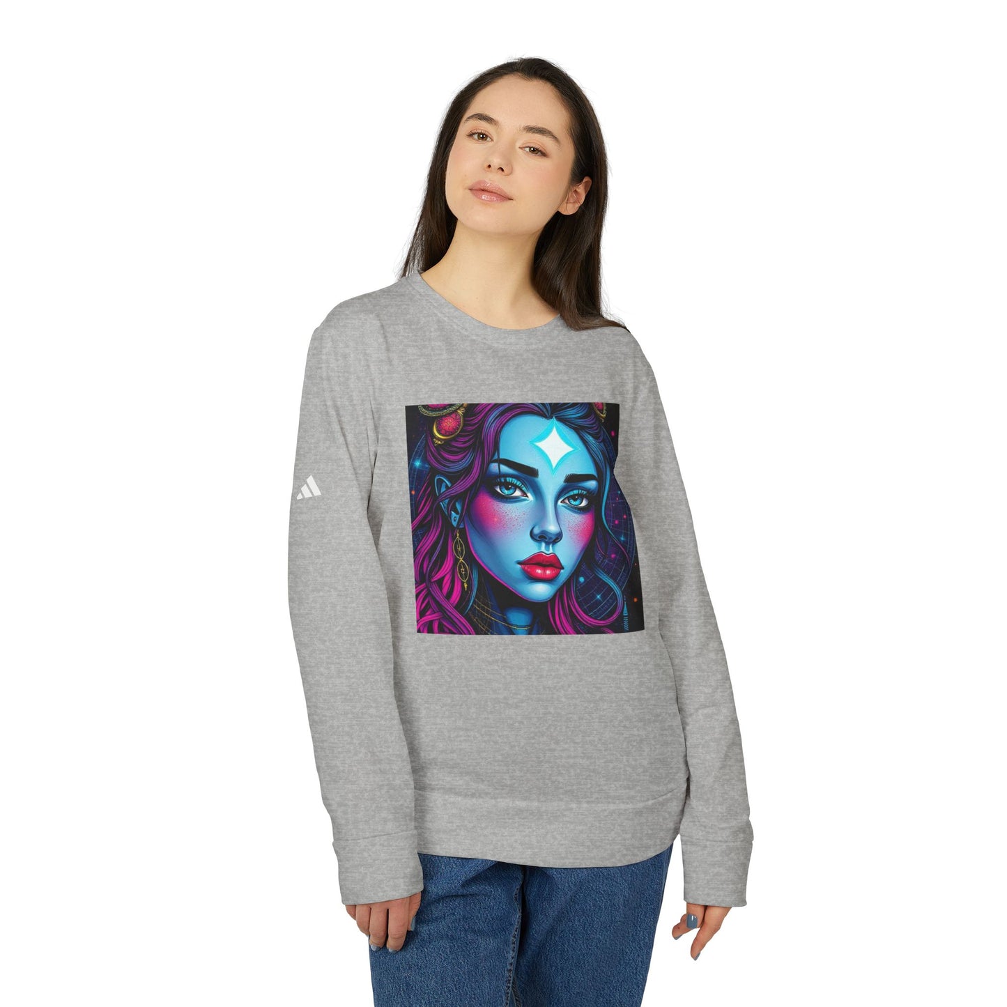 Adidas Unisex Fleece Crewneck Sweatshirt, Gemini, Pop Art, Zodiac