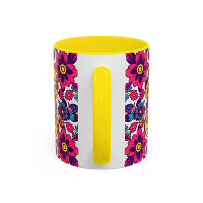 Accent Coffee Mug, Scorpio, Zodiac v2. Flower Pattern, (11, 15oz)
