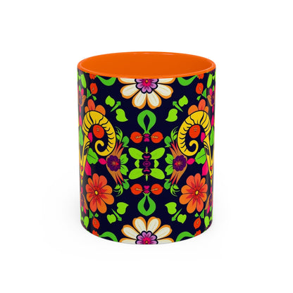 Accent Coffee Mug, Aries, Zodiac v2, Flower Pattern, (11, 15oz)