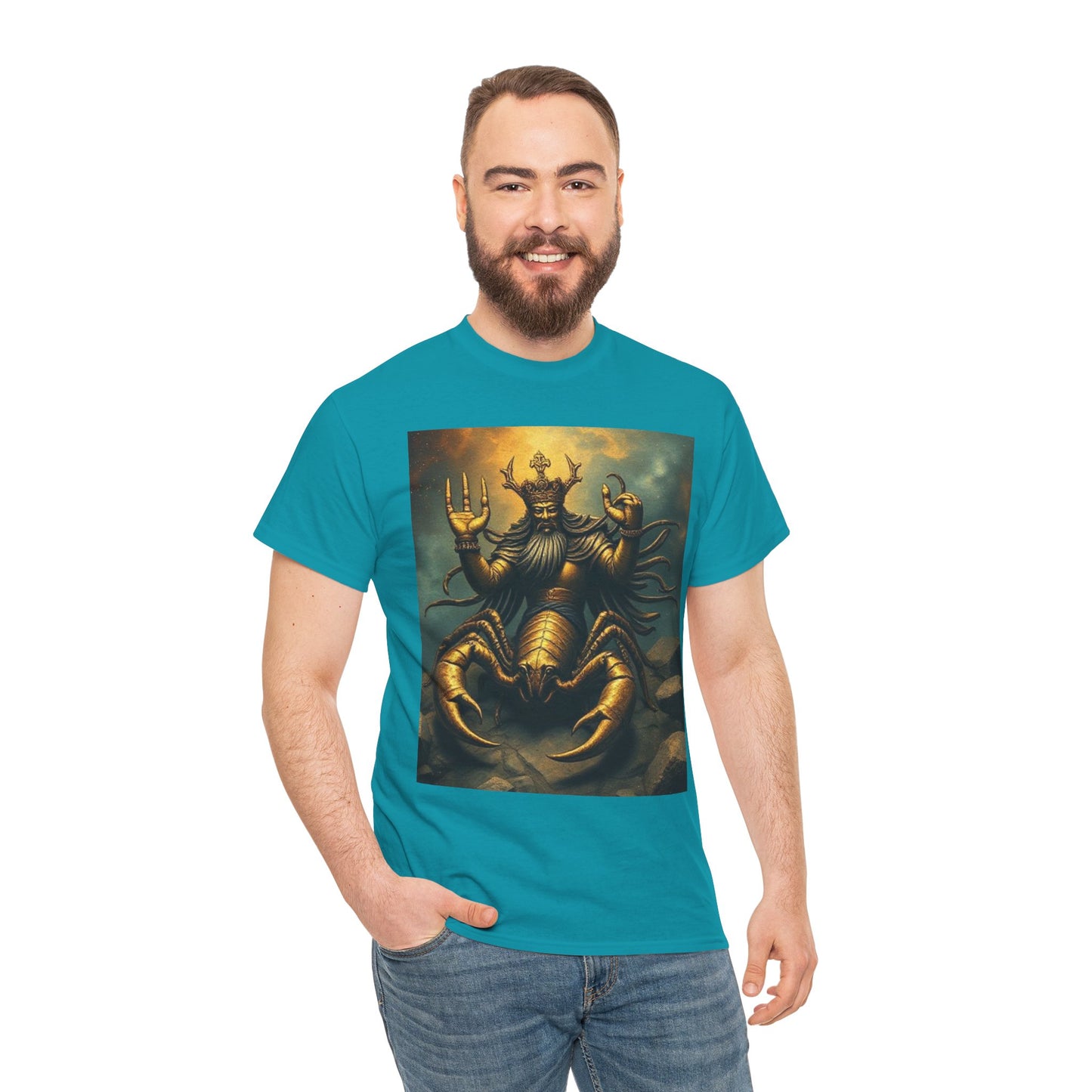Unisex Heavy Cotton T-Shirt, Desert Scorpio King v1, Zodiac Design