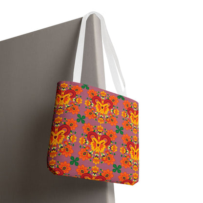 Tote Bag (AOP), Aries, Zodiac v1, Flower Pattern
