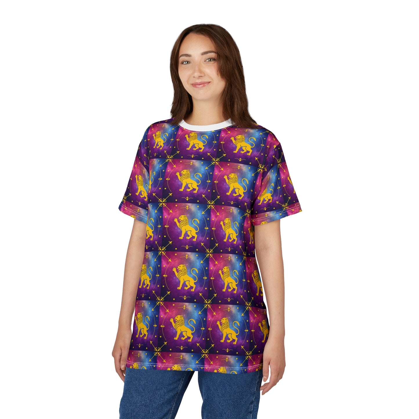 Unisex Cut & Sew T-Shirt, AOP, Leo, Zodiac v1, Pattern