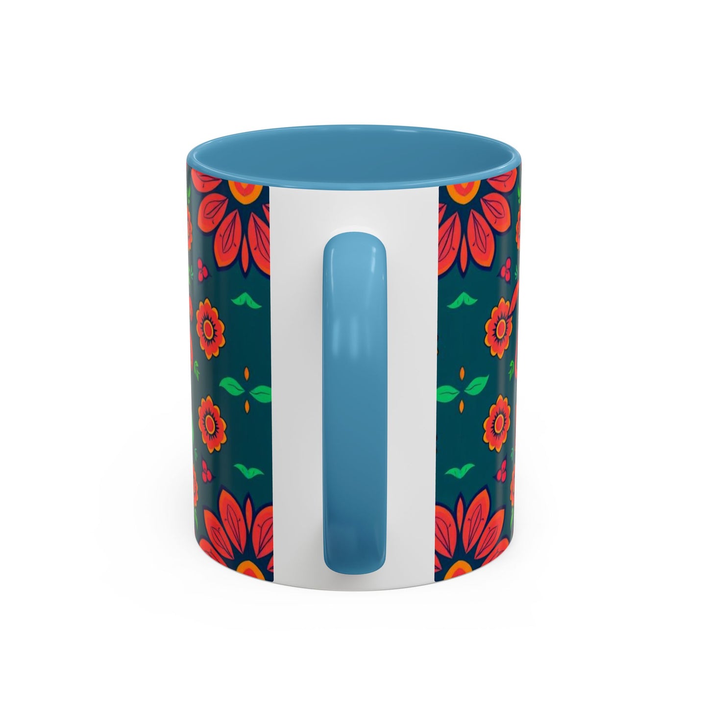 Accent Coffee Mug, Leo, Zodiac v1, Flower Pattern, (11, 15oz)