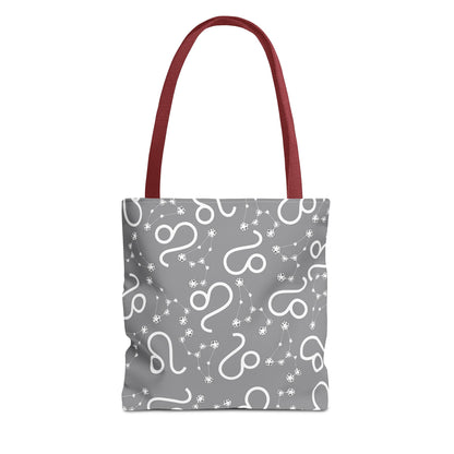 Tote Bag, Leo Zodiac Sign, AOP, (Grey, White)