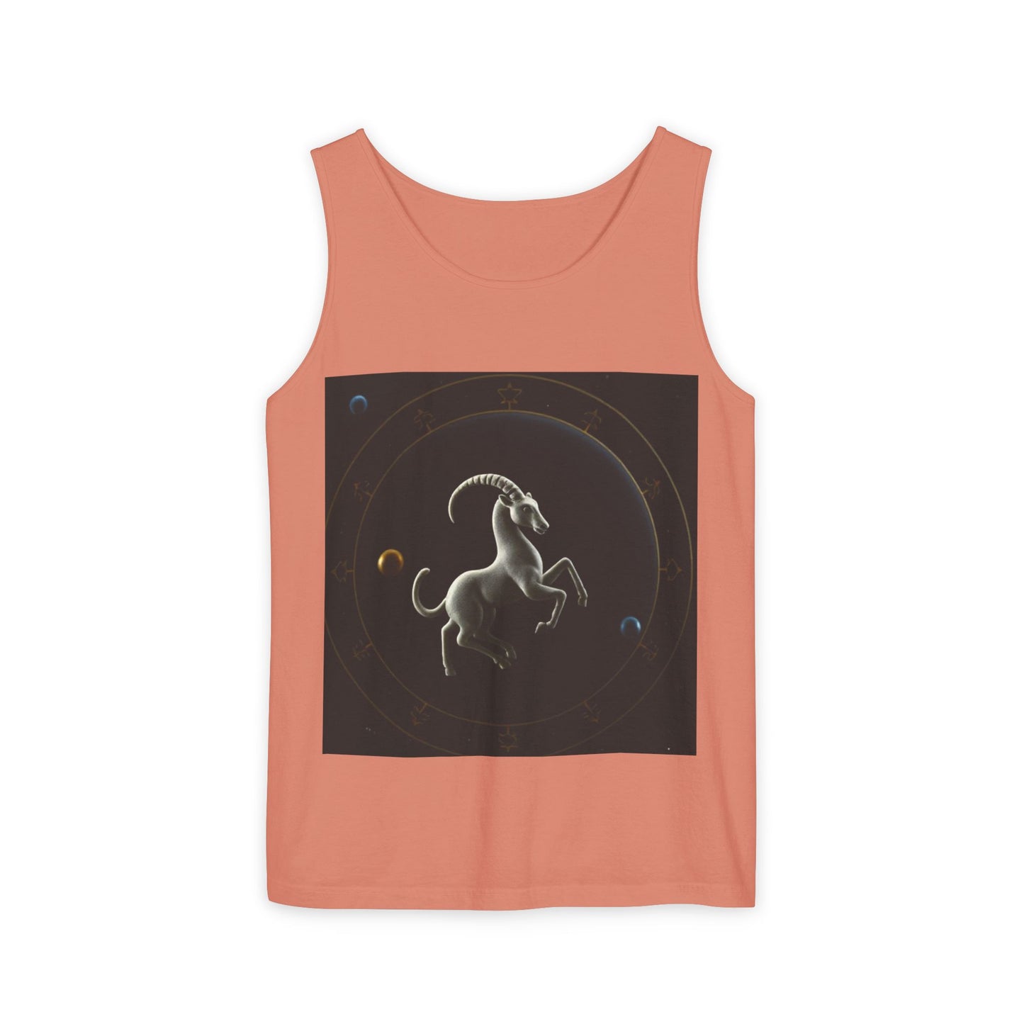 Unisex Garment-Dyed, Tank Top, Capricorn Design, Space Animal v1, 100% US cotton