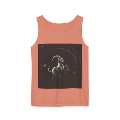 Unisex Garment-Dyed, Tank Top, Capricorn Design, Space Animal v1, 100% US cotton