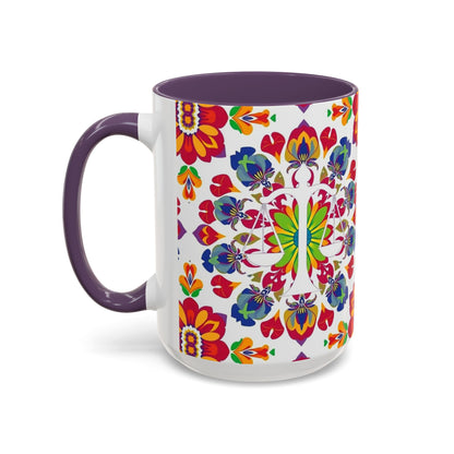 Accent Coffee Mug, Libra, Zodiac v1, Flower Pattern, (11, 15oz)