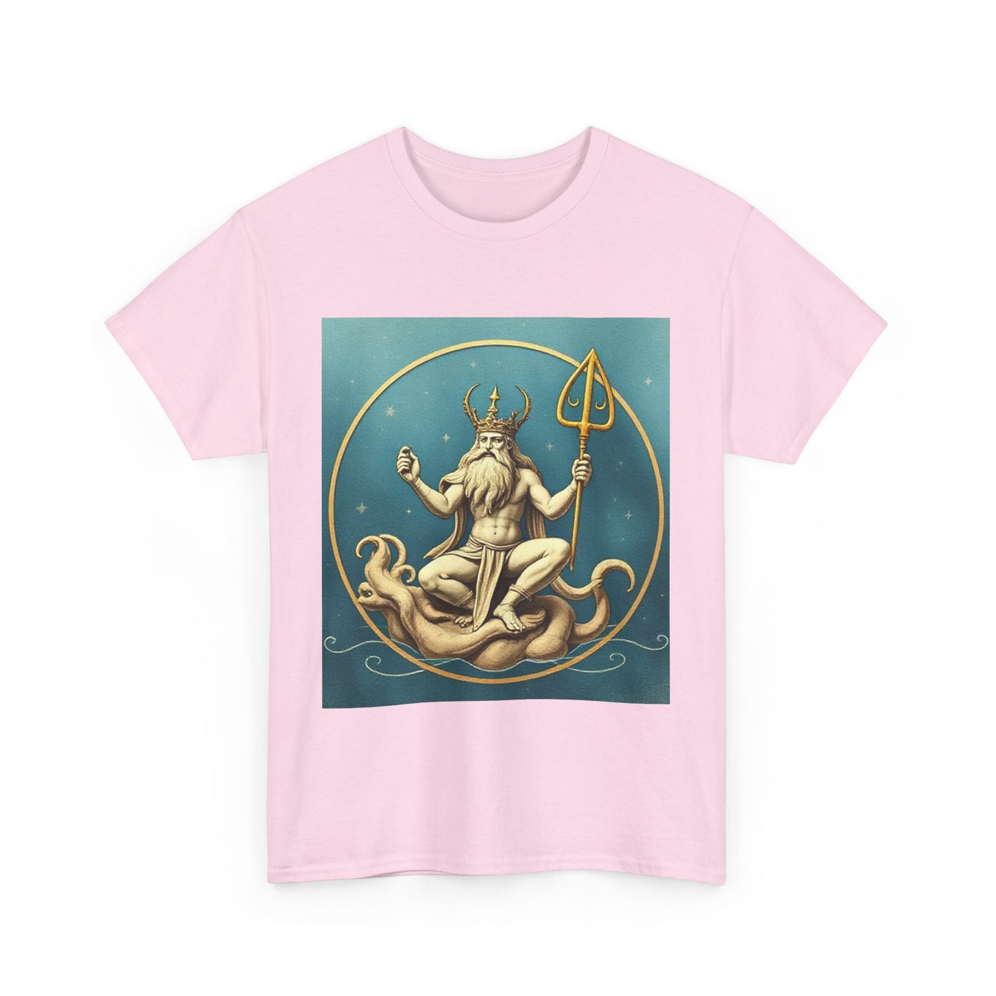 Unisex Heavy Cotton T-Shirt, Aquarius God 2v, Zodiac Design