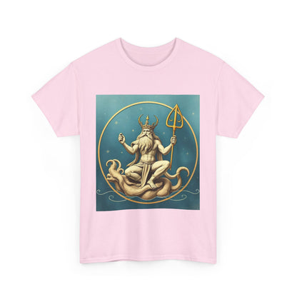 Unisex Heavy Cotton T-Shirt, Aquarius God 2v, Zodiac Design