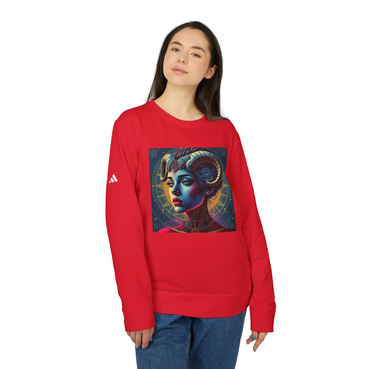 Adidas, Unisex Fleece Crewneck Sweatshirt, Aries, Pop Art, Zodiac