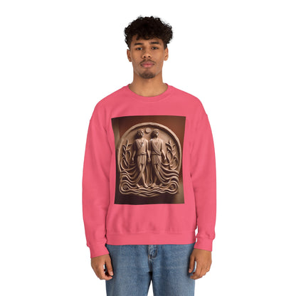 Unisex Heavy Blend™ Crewneck Sweatshirt, Stone Twins, Gemini Zodiac Design