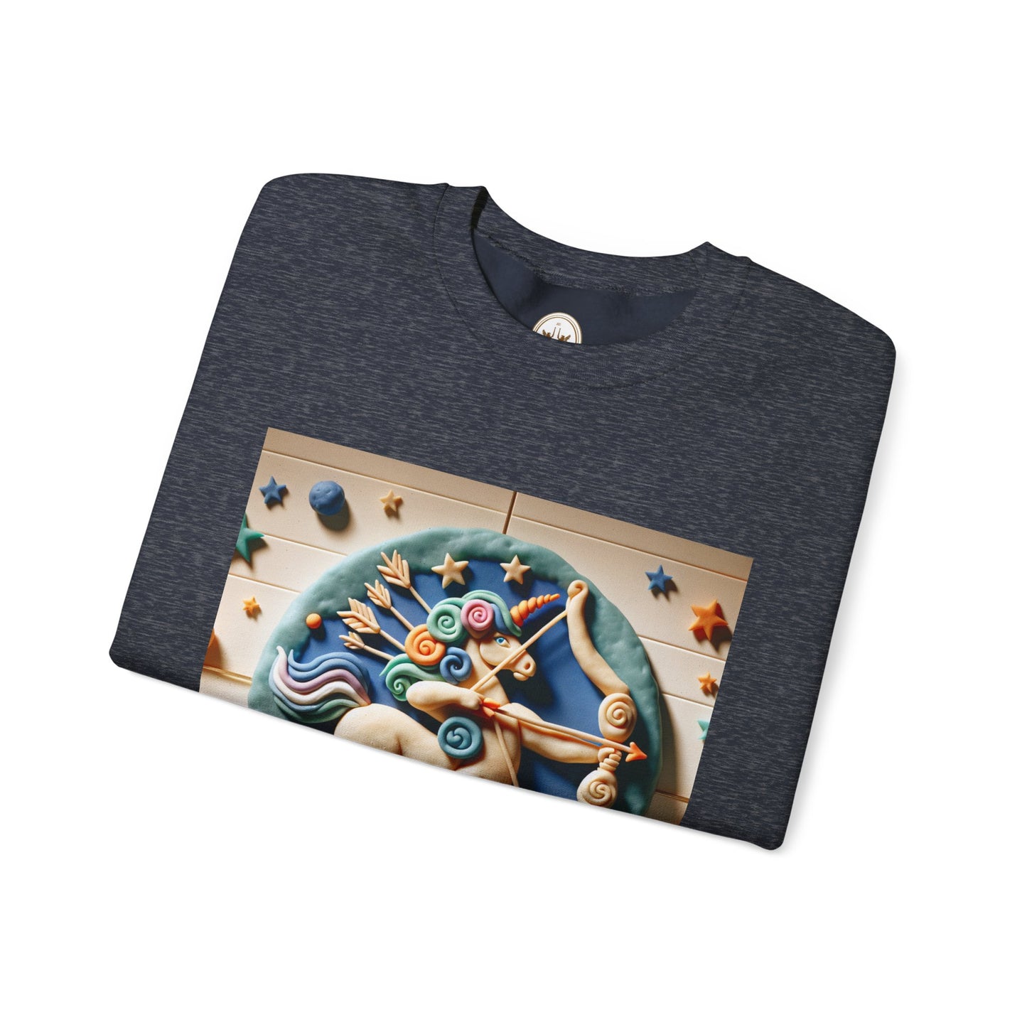 Unisex Heavy Blend™ Crewneck Sweatshirt, Colorful Horse, Sagittarius Zodiac Design