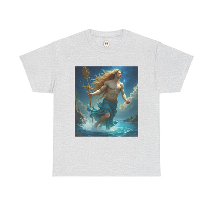 Unisex Heavy Cotton T-Shirt, Aquarius God 4v, Zodiac Design