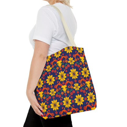 Tote Bag, (AOP), Aries, Zodiac v5, Flower Pattern