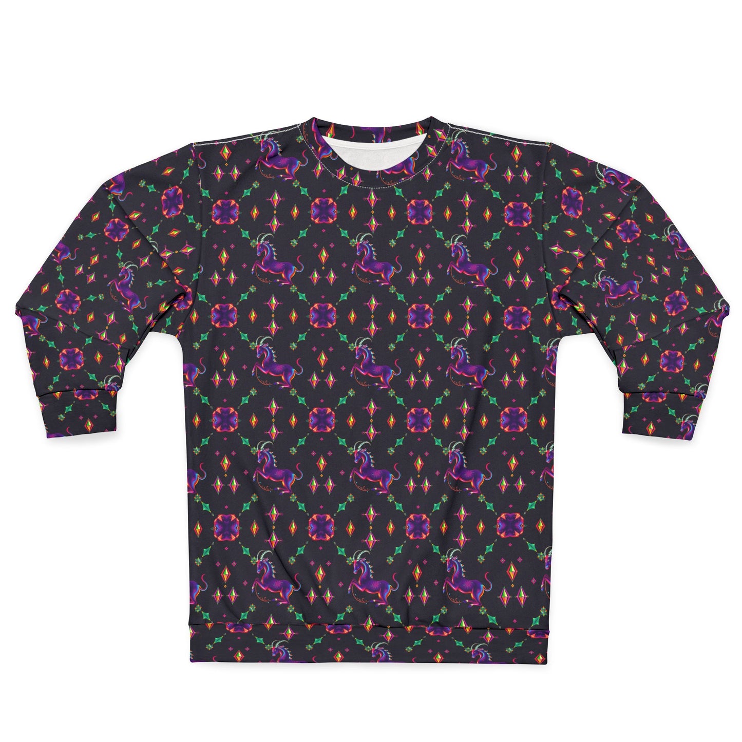 Unisex Sweatshirt (AOP), Capricorn, Zodiac v3, Jewel Pattern