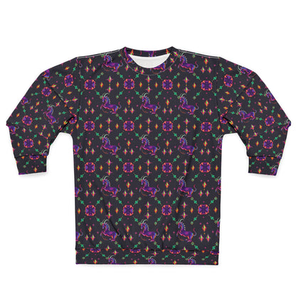 Unisex Sweatshirt (AOP), Capricorn, Zodiac v3, Jewel Pattern