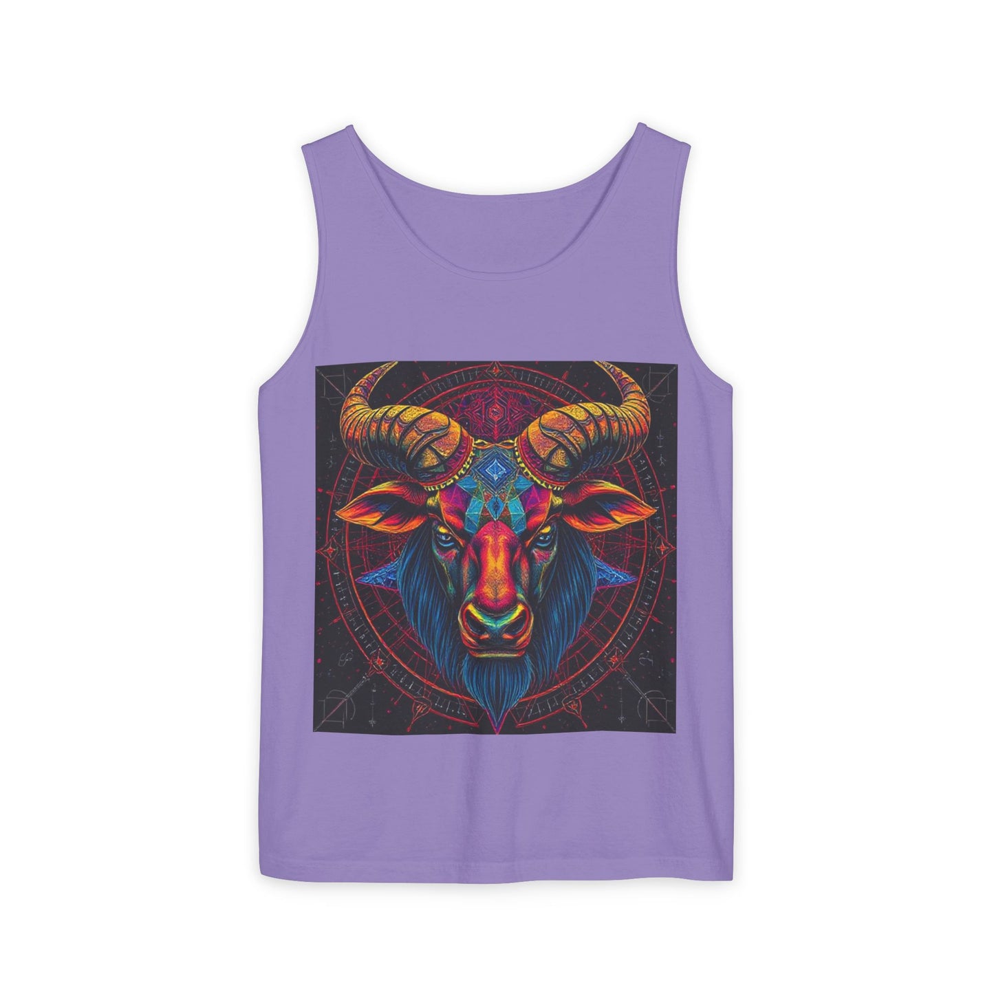 Unisex Garment-Dyed, Tank Top, Taurus Design, Pop Art v1, 100% US cotton