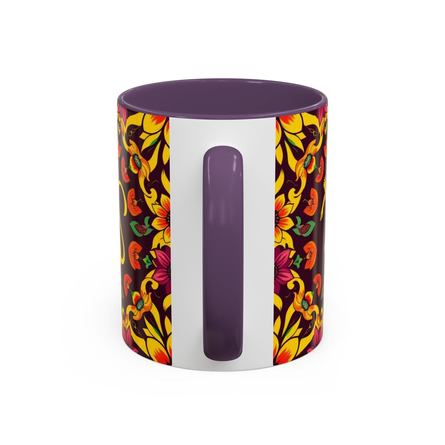Accent Coffee Mug, Virgo, Zodiac v1. Flower Pattern, (11, 15oz)