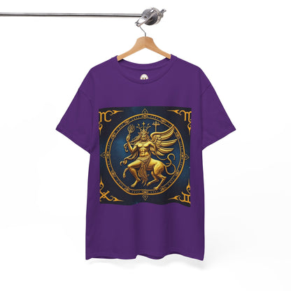 Unisex Heavy Cotton T-Shirt, Gold Angel, Symbol, Virgo Zodiac Design