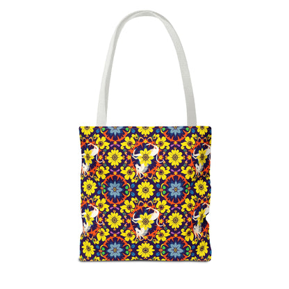 Tote Bag (AOP), Aquarius, Zodiac v1, Flower Pattern
