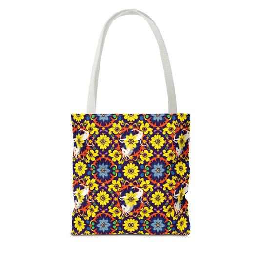 Tote Bag (AOP), Aquarius, Zodiac v1, Flower Pattern