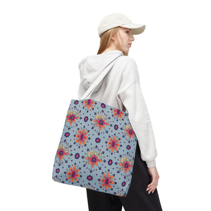 Tote Bag, (AOP), Sagittarius, Zodiac v1, Flower Pattern