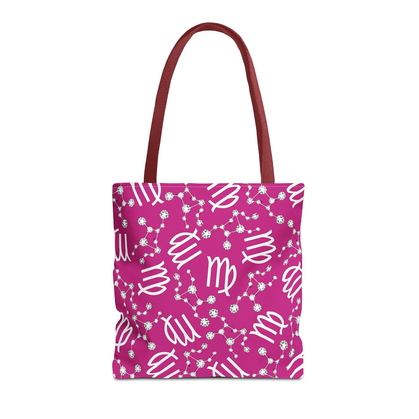 Tote Bag, Virgo Zodiac Sign, AOP, (Pink, White)