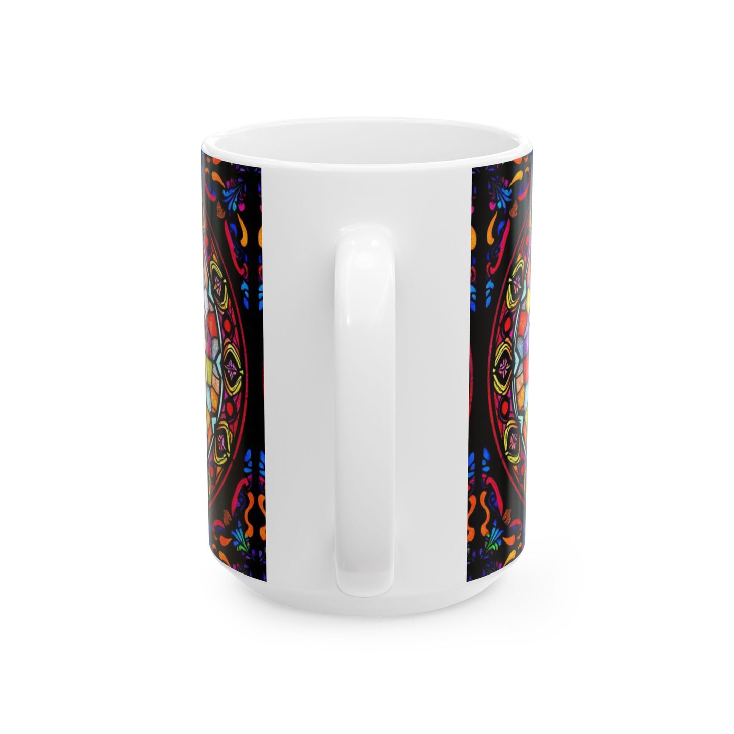 Ceramic Mug, (11oz, 15oz), Ceramic Coffee Mug, AOP, Glass Design, Virgo Zodiac