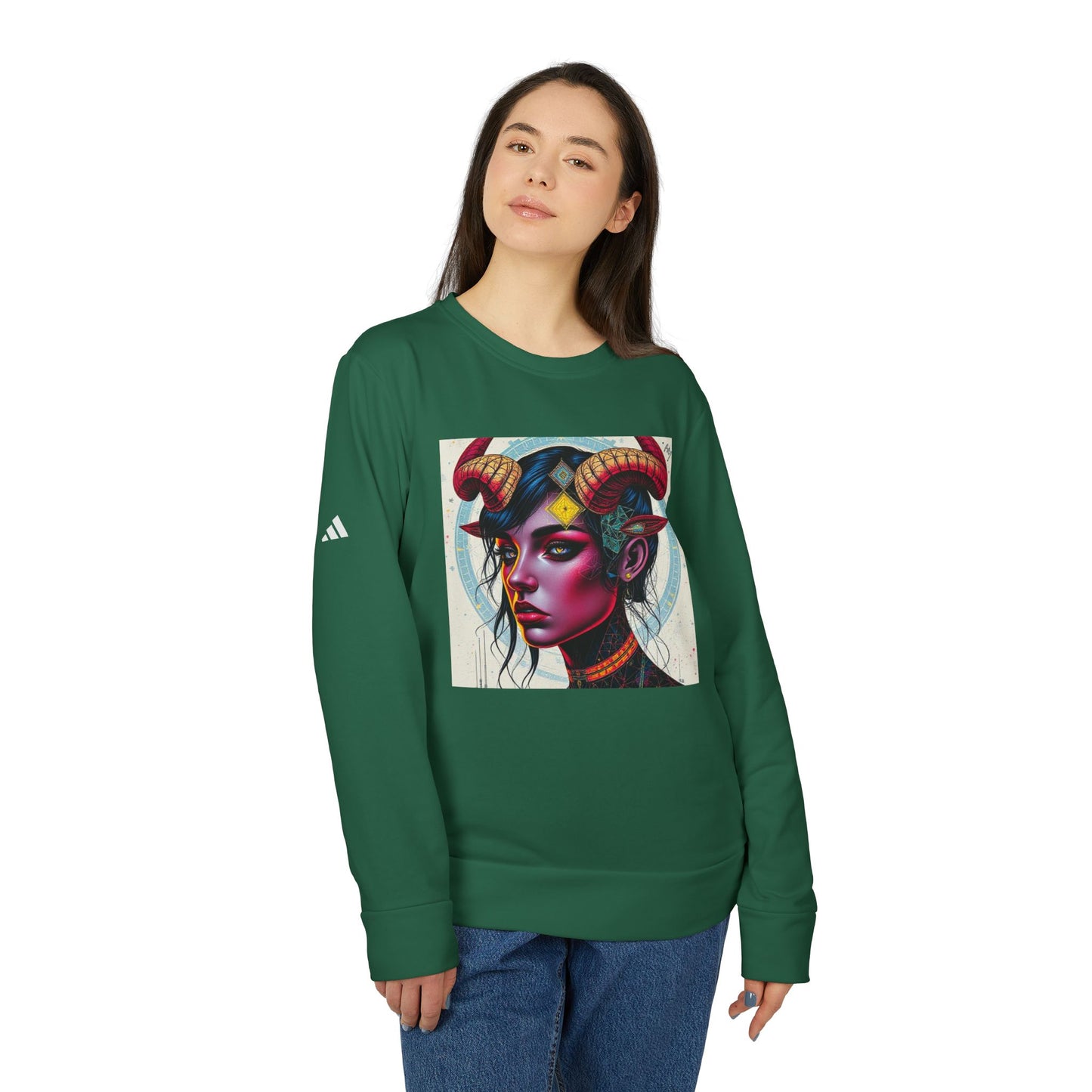 Adidas, Unisex Fleece Crewneck Sweatshirt, Taurus, Pop Art, Zodiac