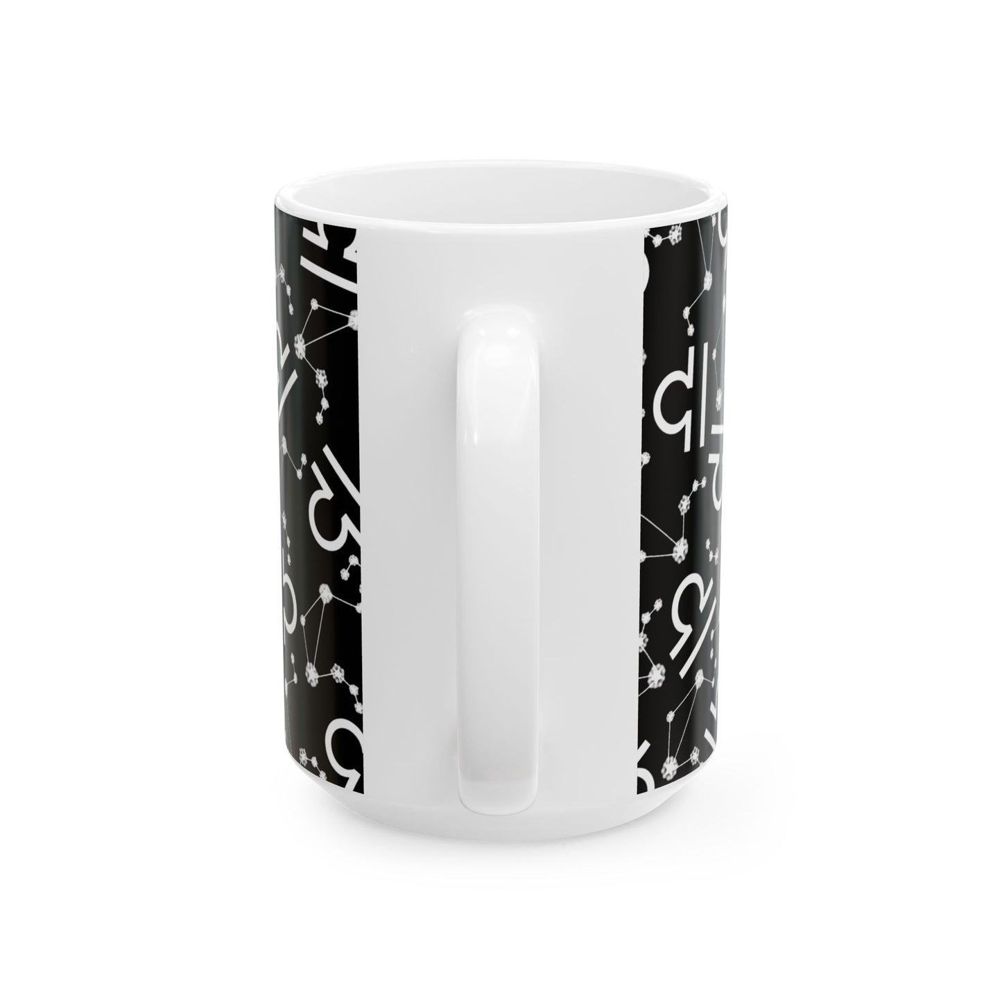 Ceramic Mug, (11oz, 15oz), Ceramic Coffee Mug, Black AOP, Libra Zodiac Design