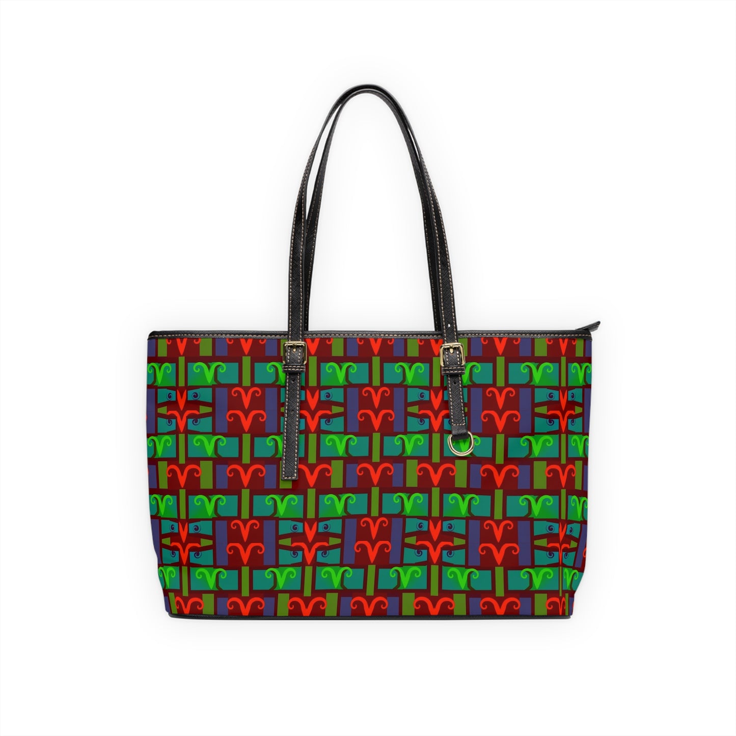 Leather Shoulder Bag, Aries, Zodiac v4, Shapes Pattern